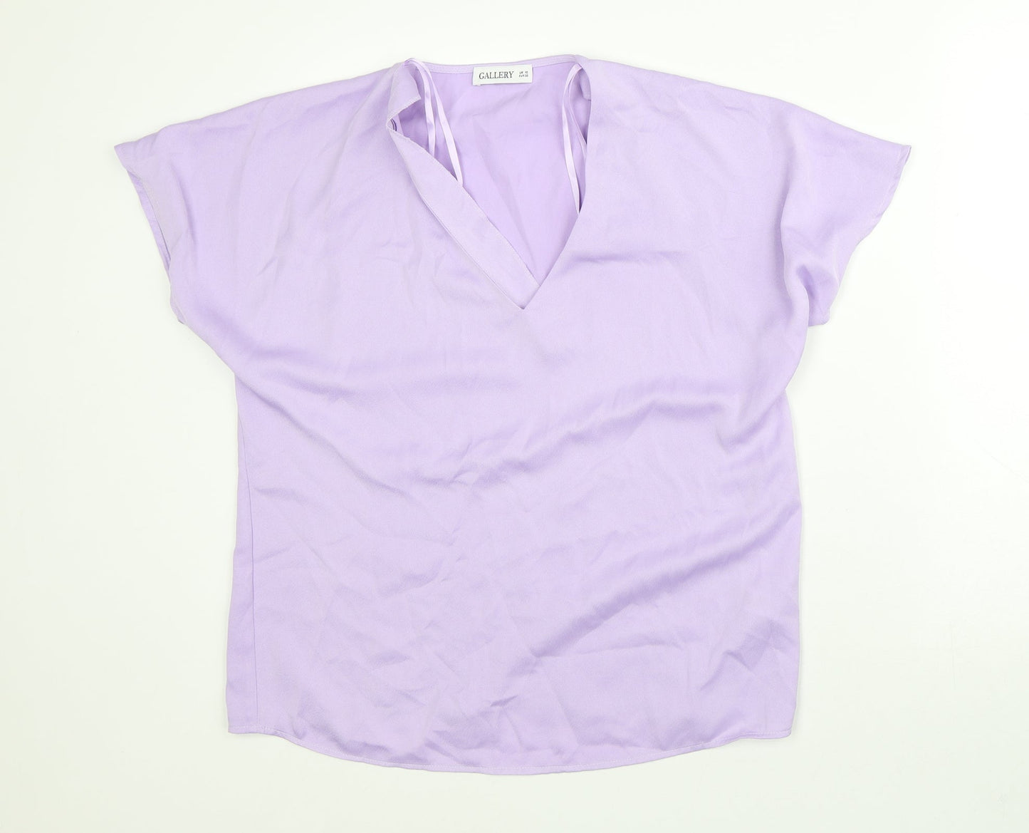 Womens UK Size 10 Gallery Purple Basic T-Shirt