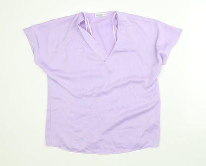 Womens UK Size 10 Gallery Purple Basic T-Shirt