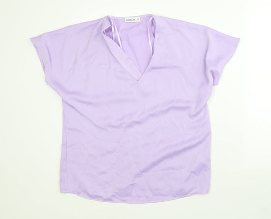 Womens UK Size 10 Gallery Purple Basic T-Shirt