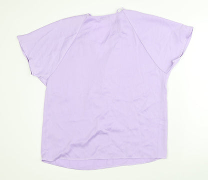 Womens UK Size 10 Gallery Purple Basic T-Shirt
