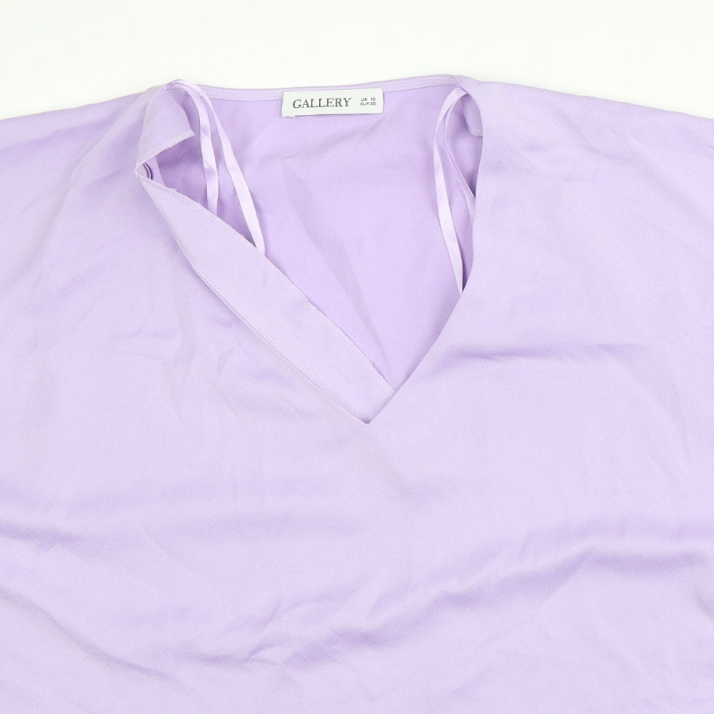 Womens UK Size 10 Gallery Purple Basic T-Shirt