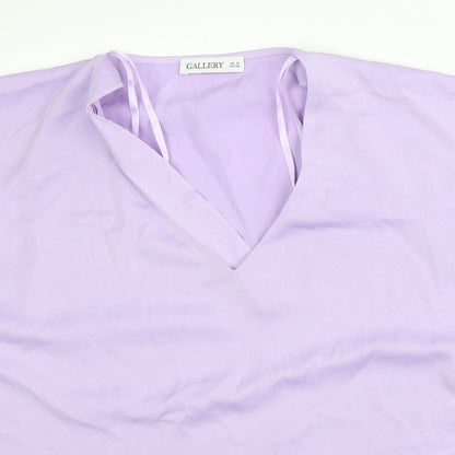 Womens UK Size 10 Gallery Purple Basic T-Shirt