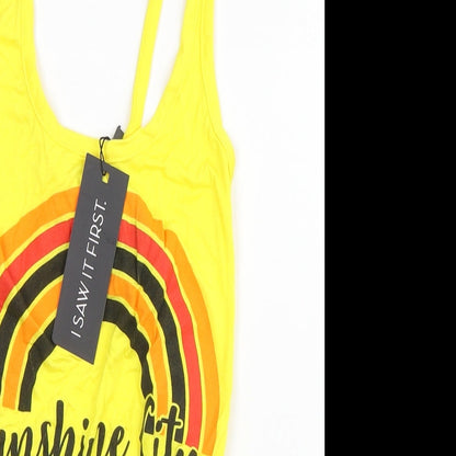 I SAW IT FIRST Womens Yellow Viscose Bodysuit One-Piece Size 8 - Sunshine