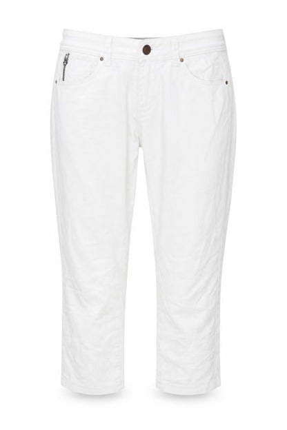 Dunnes Womens White Cotton Capri Jeans Size 10 L22 in Regular
