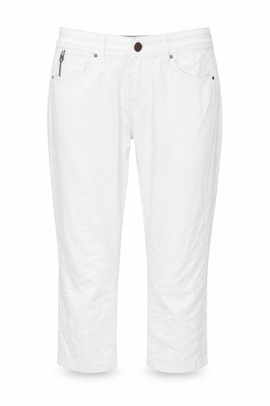 Dunnes Womens White Cotton Capri Jeans Size 10 L22 in Regular