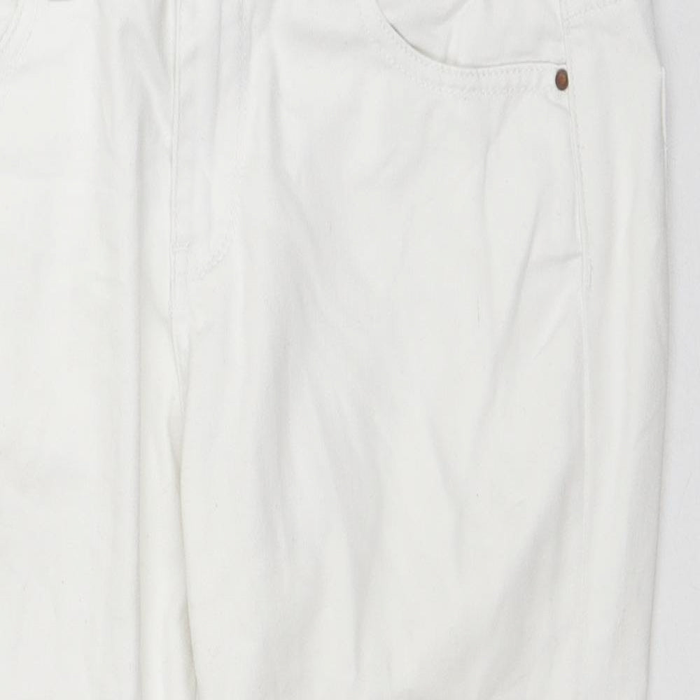 Dunnes Stores Womens White Cotton Capri Jeans Size 10 L22 in Regular