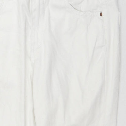Dunnes Stores Womens White Cotton Capri Jeans Size 10 L22 in Regular