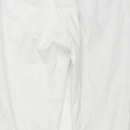 Dunnes Stores Womens White Cotton Capri Jeans Size 10 L22 in Regular