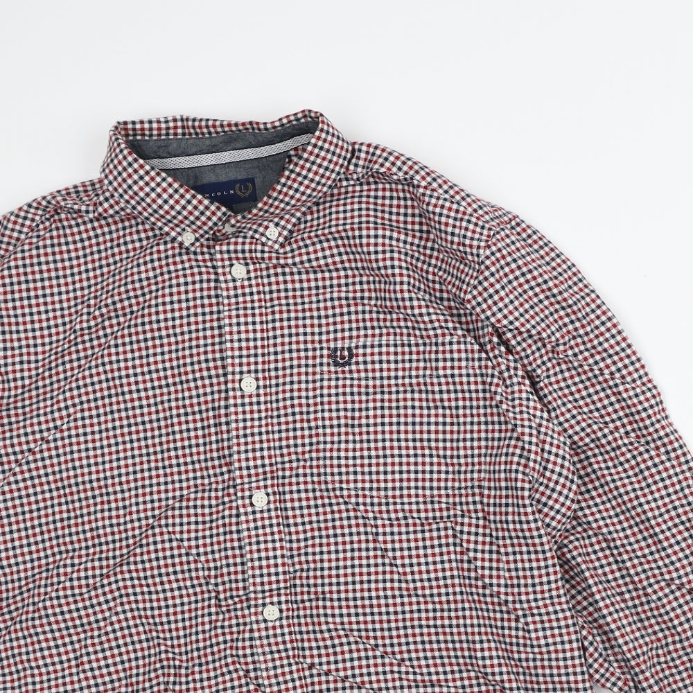 Mens UK Size M Lincoln White  Button-Up Long Sleeve Casual Shirt