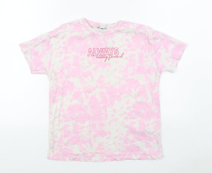 Primark Girls Pink 100% Cotton Basic T-Shirt Size 9-10 Years Round Neck Pullover
