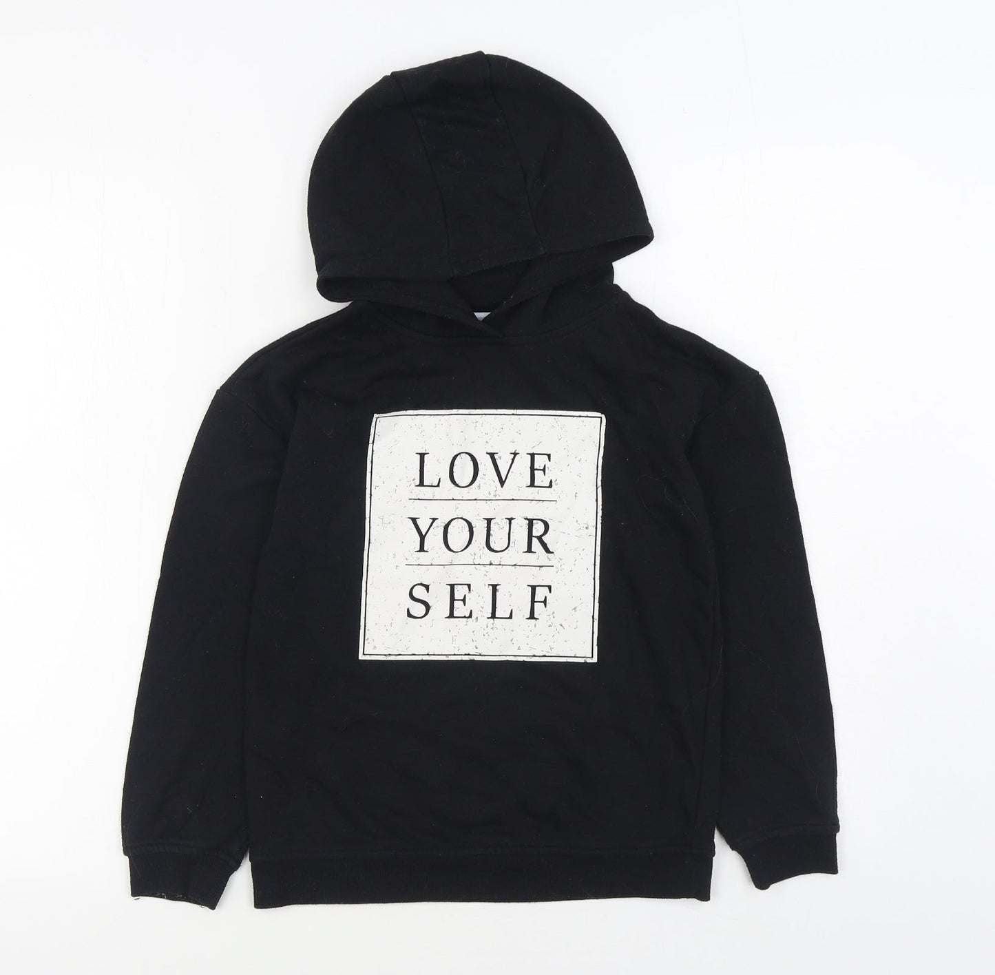 Primark Girls Black Cotton Pullover Hoodie Size 9-10 Years Pullover