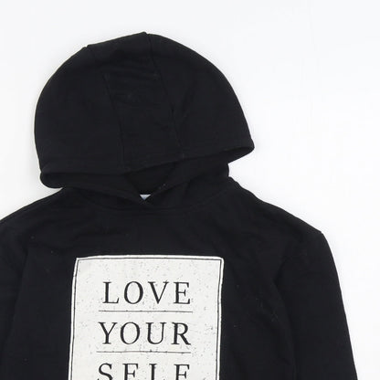 Primark Girls Black Cotton Pullover Hoodie Size 9-10 Years Pullover