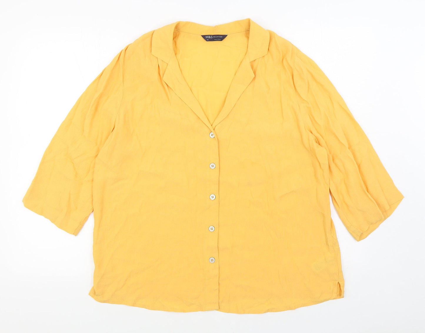 Womens UK Size 16 Marks and Spencer Orange Basic Button-Up