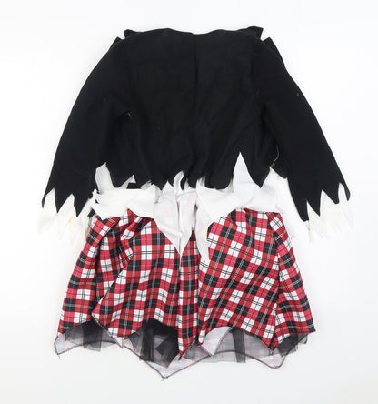 Hallow Scream Girls Black Plaid Polyester Skater Dress Size 10-11 Years Round Neck Hook & Loop - Costume