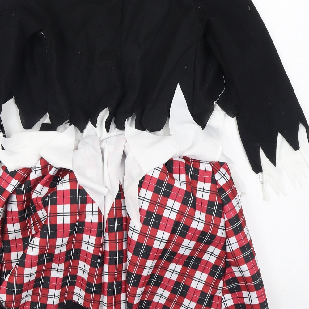 Hallow Scream Girls Black Plaid Polyester Skater Dress Size 10-11 Years Round Neck Hook & Loop - Costume