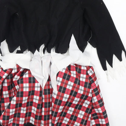 Hallow Scream Girls Black Plaid Polyester Skater Dress Size 10-11 Years Round Neck Hook & Loop - Costume