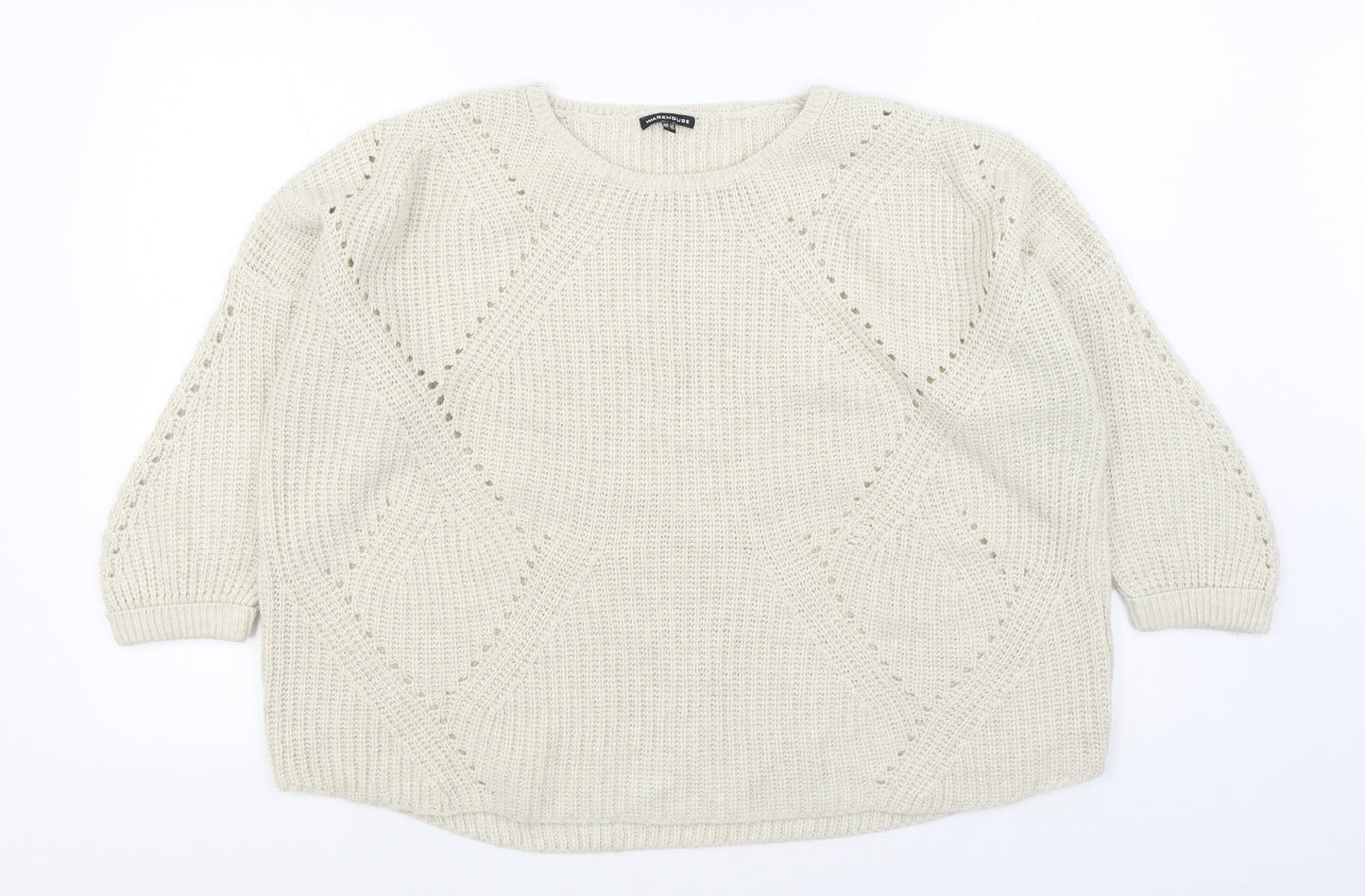 Womens UK Size 12 Warehouse Beige Pullover Jumper