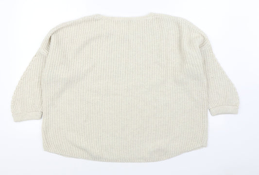 Womens UK Size 12 Warehouse Beige Pullover Jumper