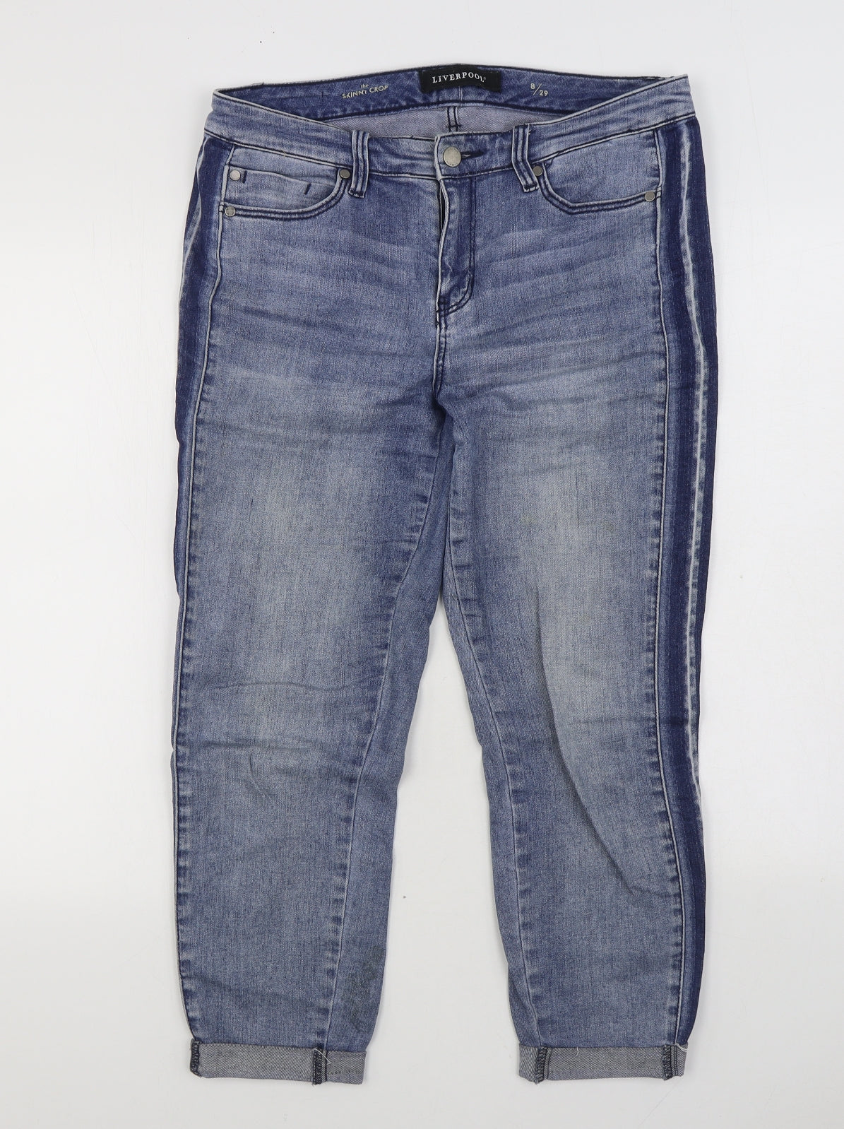 Liverpool Womens Blue Cotton Straight Jeans Size 12 L24 in Regular Zip