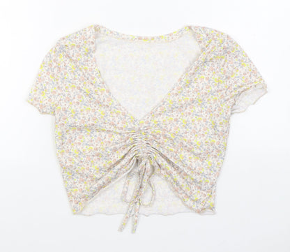 SheIn Womens Multicoloured Floral Polyester Basic Blouse Size M V-Neck