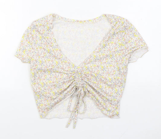 SheIn Womens Multicoloured Floral Polyester Basic Blouse Size M V-Neck