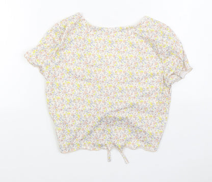 SheIn Womens Multicoloured Floral Polyester Basic Blouse Size M V-Neck