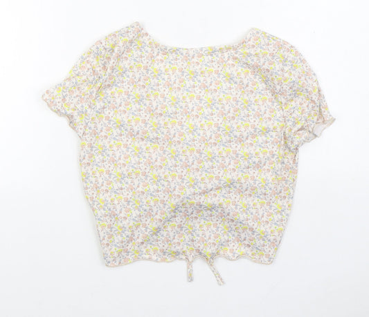 SheIn Womens Multicoloured Floral Polyester Basic Blouse Size M V-Neck