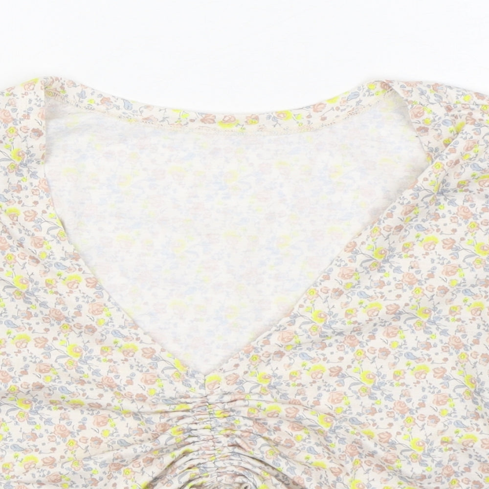 SheIn Womens Multicoloured Floral Polyester Basic Blouse Size M V-Neck