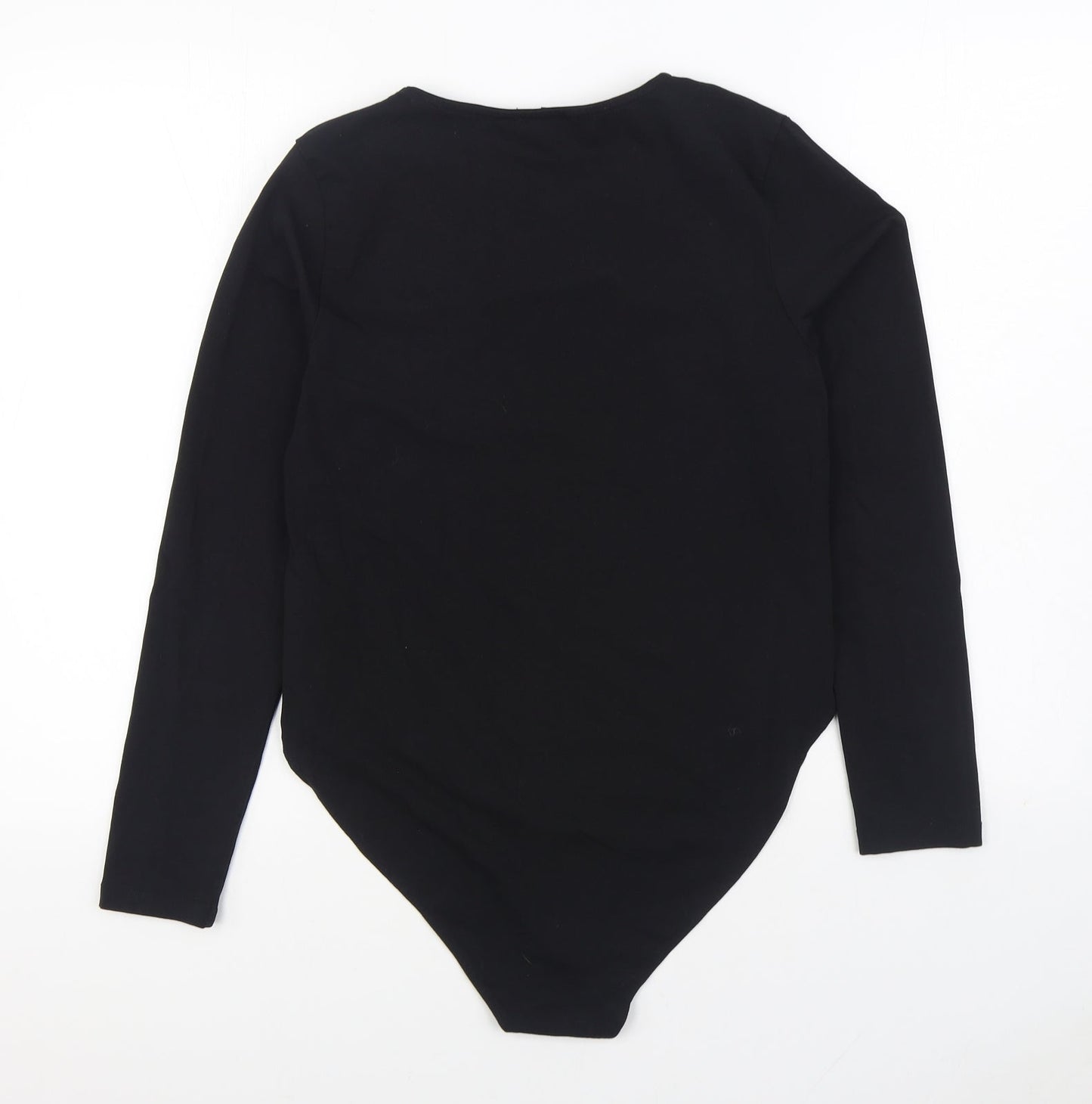 New Look Womens Black Cotton Bodysuit One-Piece Size 16 Button