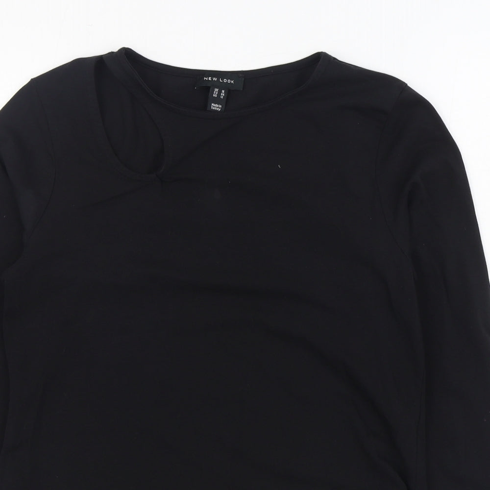 New Look Womens Black Cotton Bodysuit One-Piece Size 16 Button