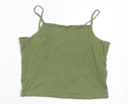 New Look Girls Green Cotton Camisole Tank Size 12-13 Years Square Neck