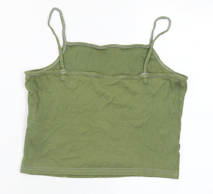 New Look Girls Green Cotton Camisole Tank Size 12-13 Years Square Neck