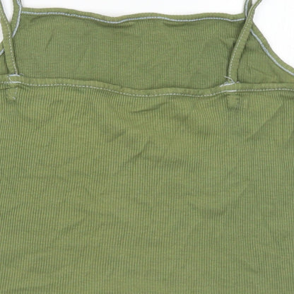 New Look Girls Green Cotton Camisole Tank Size 12-13 Years Square Neck