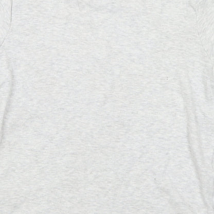 Marks and Spencer Girls Grey Cotton Basic T-Shirt Size 7-8 Years Round Neck - Malibu
