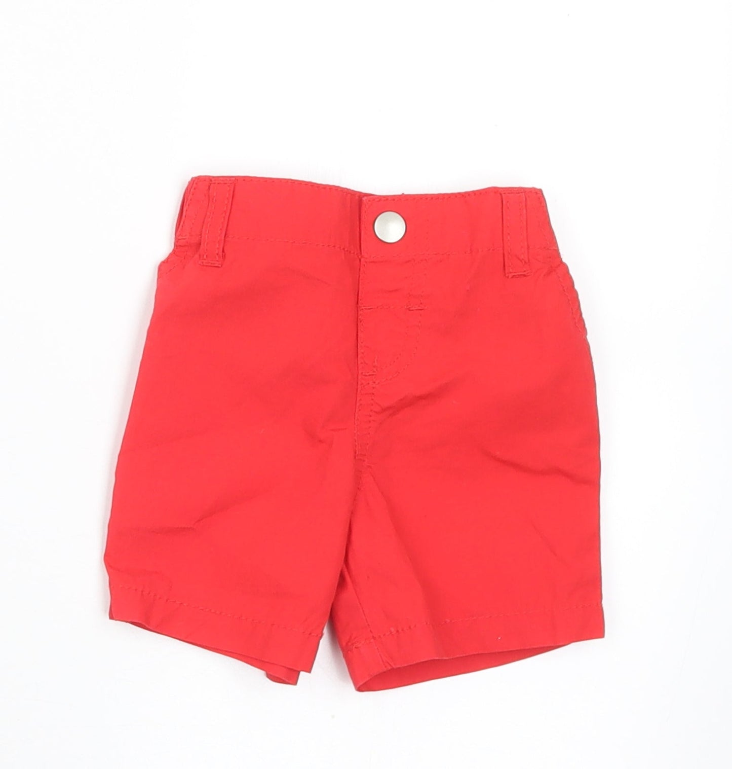 F&F Boys Red Cotton Cropped Trousers Size 0-3 Months Snap