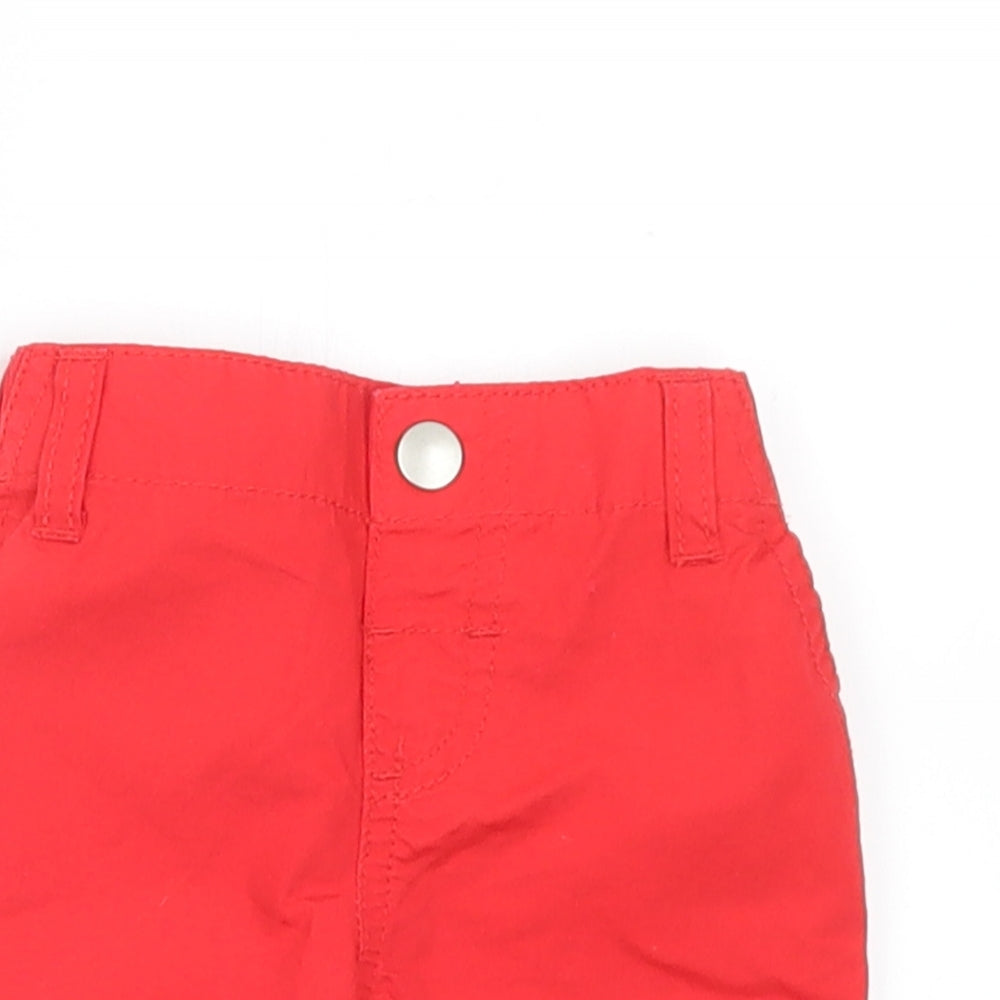 F&F Boys Red Cotton Cropped Trousers Size 0-3 Months Snap