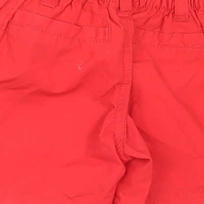 F&F Boys Red Cotton Cropped Trousers Size 0-3 Months Snap