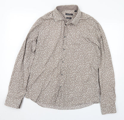 Mens UK Size L Devreo Grey  Button-Up Long Sleeve Casual Shirt