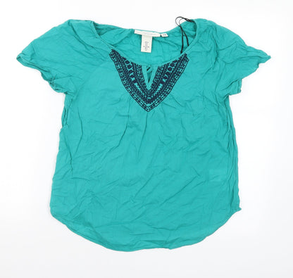 Womens UK Size 6 H&M Green Basic Blouse