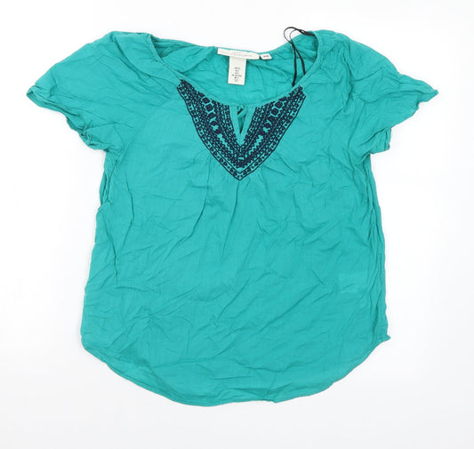 Womens UK Size 6 H&M Green Basic Blouse
