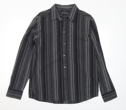 Mens UK Size M Marks and Spencer Black  Button-Up Long Sleeve Casual Shirt