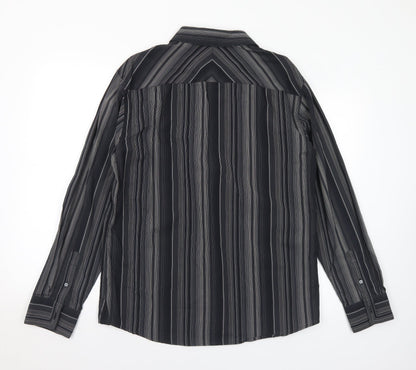 Mens UK Size M Marks and Spencer Black  Button-Up Long Sleeve Casual Shirt