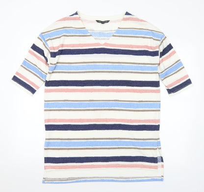 Love Leisure Womens Multicoloured V-Neck Striped Polyester Jumper Size 12