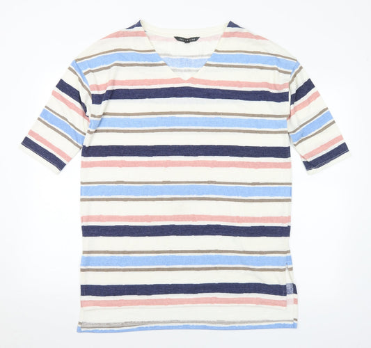 Love Leisure Womens Multicoloured V-Neck Striped Polyester Jumper Size 12