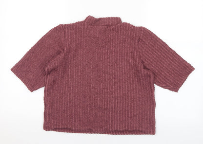 George Womens Purple Mock Neck Polyester Pullover Jumper Size 18