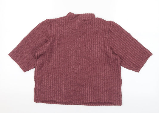 George Womens Purple Mock Neck Polyester Pullover Jumper Size 18