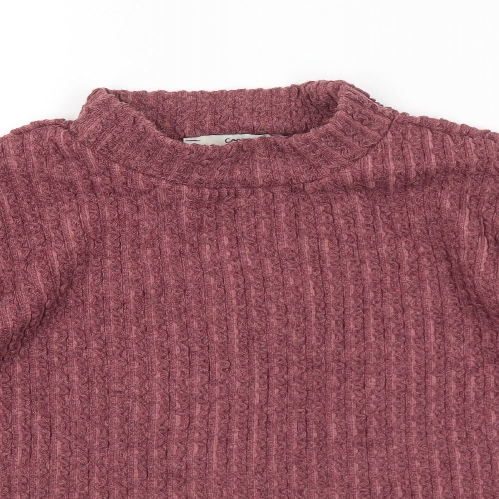 George Womens Purple Mock Neck Polyester Pullover Jumper Size 18