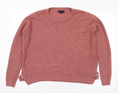 New Look Mens Pink Round Neck Acrylic Pullover Jumper Size M