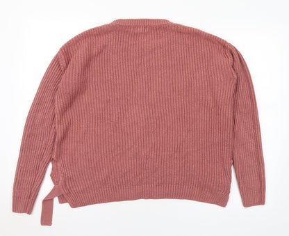 New Look Mens Pink Round Neck Acrylic Pullover Jumper Size M