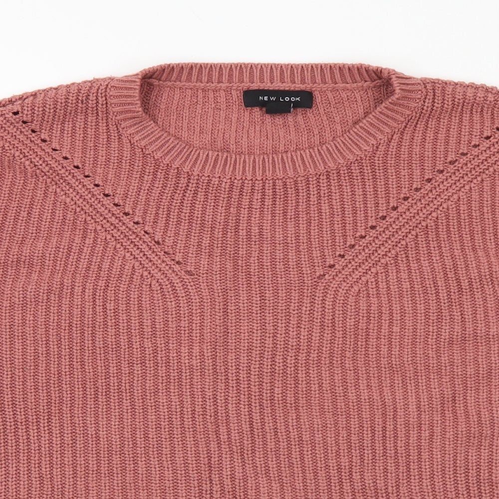 New Look Mens Pink Round Neck Acrylic Pullover Jumper Size M